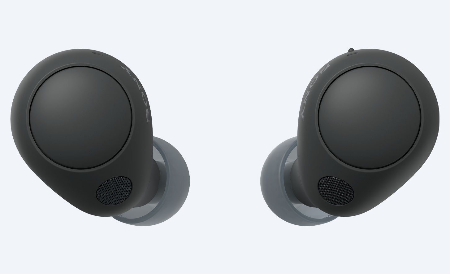 Primer plano de la parte posterior de los audífonos inalámbricos con Noise Cancelling WF-C700N de color negro