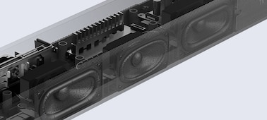 Imagen de rayos X de la HT-A3000 que muestra el subwoofer dual integrado