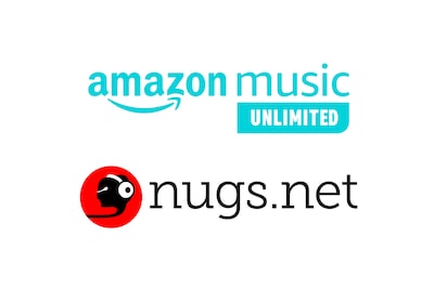 Logotipos de 360 Reality Audio, Amazon Music Unlimited y nugs.net