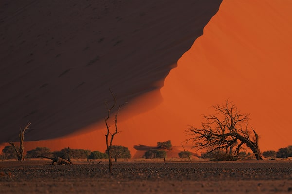 Ejemplo de foto de un paisaje con vista a un pico de una colina de desierto rojo